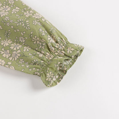 女婴绿色印花棉衬衫