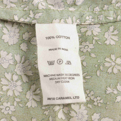 女婴绿色印花棉衬衫