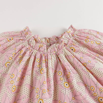 Girls Pink Flower Cotton Dress