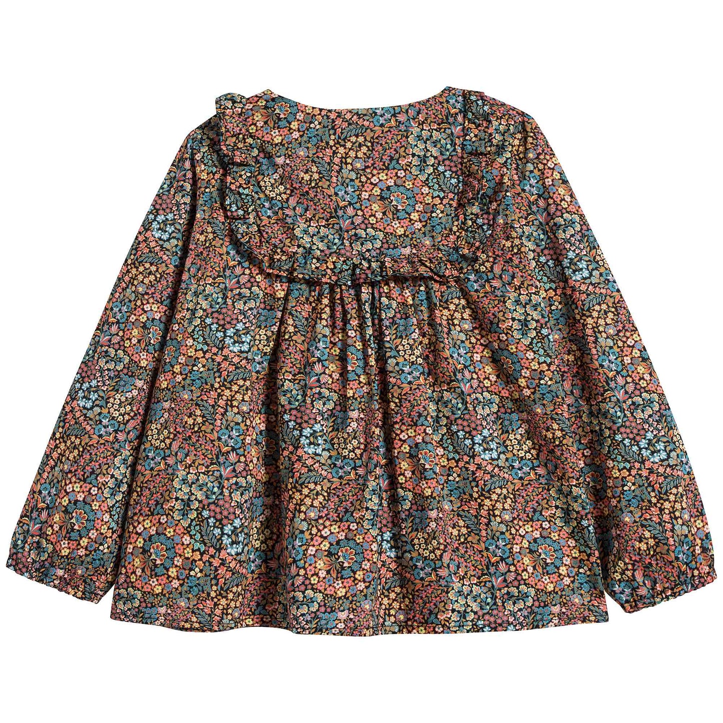 Girls Color Flower Printed Cotton Blouse