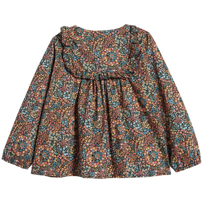 Girls Color Flower Printed Cotton Blouse