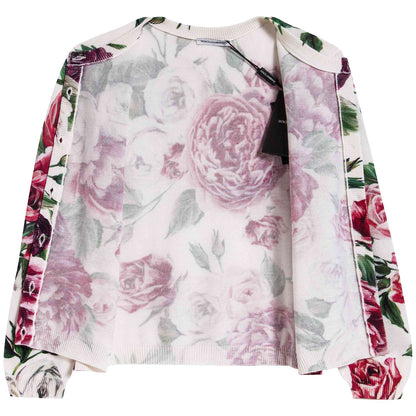 Girls Beige Printed Cardigan