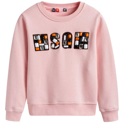 Girls Pink Patch Brand Cotton Sweatshirt