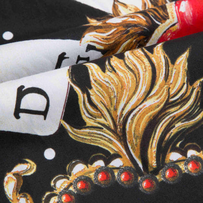 Girls   Black   “Poker  Printed”   Cotton   Dress