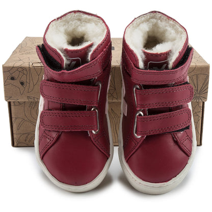 Baby Red Leather Velcro High Top Shoes