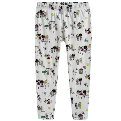 Girls Pink Top & White BOttom Pyjama