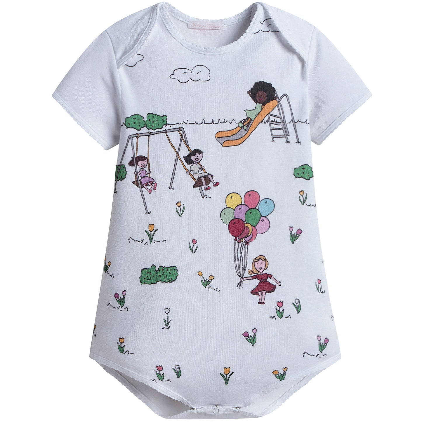 Baby Girls White Fancy Printed Bodysuit & Bib Gift Box Set