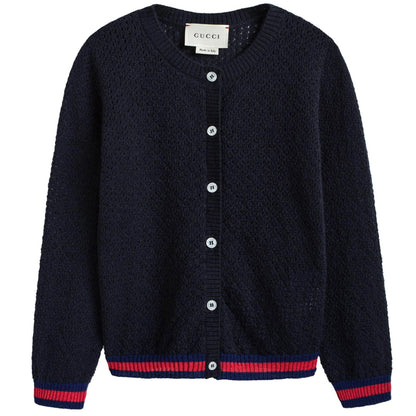 Baby Girls Navy Blue Wool Cardigan