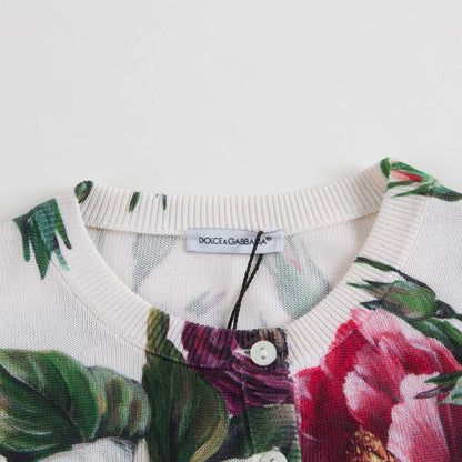 Girls Beige Printed Cardigan