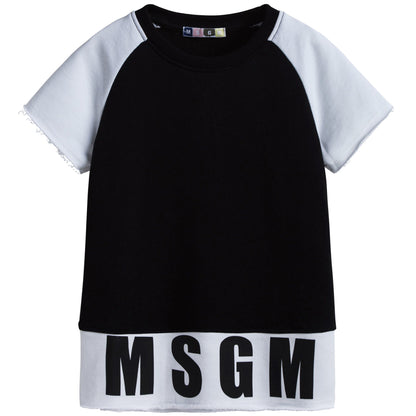 Boys Black Short Sleeve Logo Sweatshirt