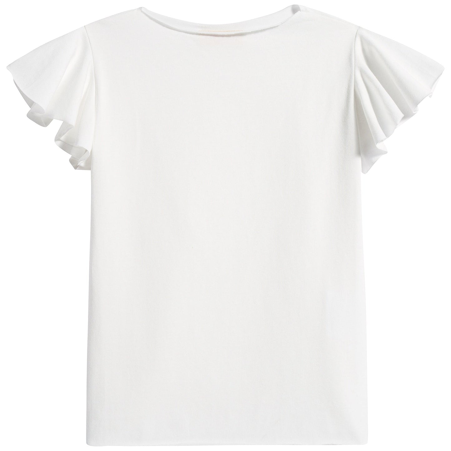 Girls White Cotton T-shirt