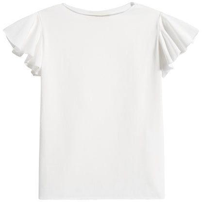 Girls White Cotton T-shirt