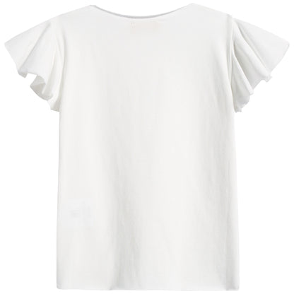 Girls White Cotton T-shirt