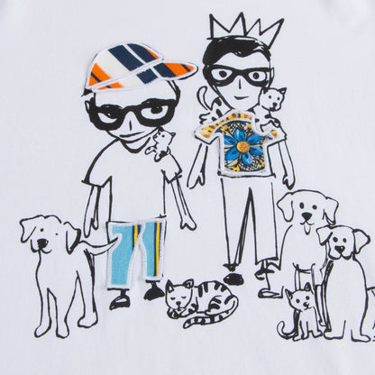 Boys White "DG Family" Cotton T-shirt