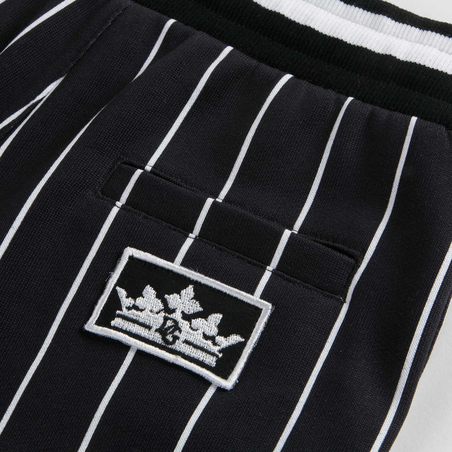 Boys Black Stripes Cotton Trousers
