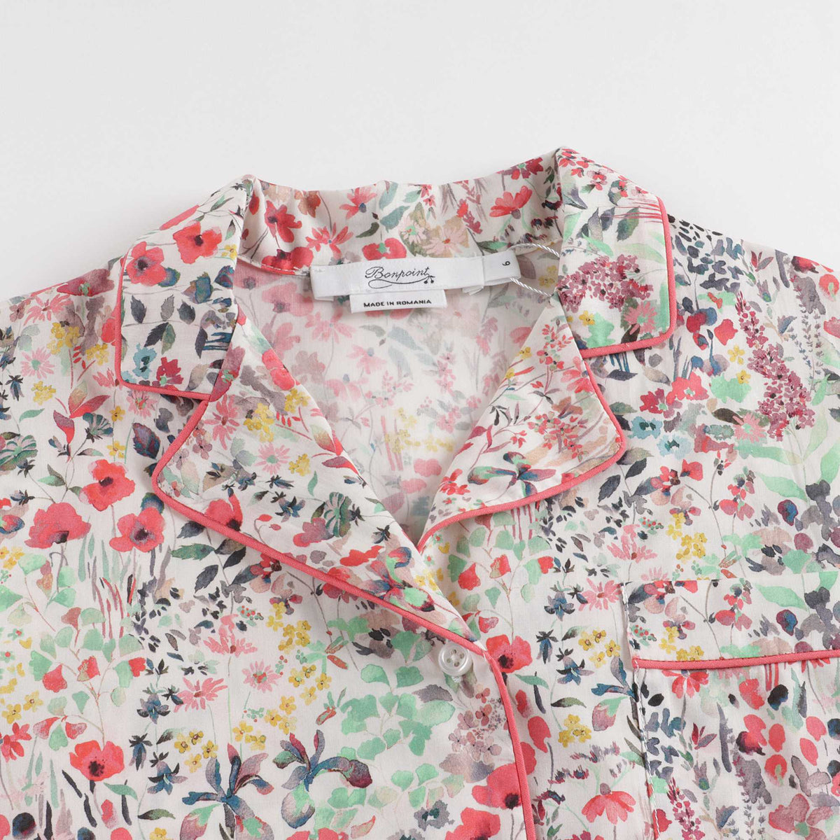 Girls Red Floral Cotton Nightwear Set