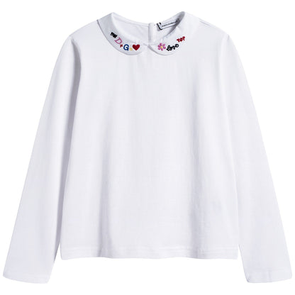 Girls Potical White Cotton T-shirt