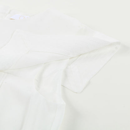 Girls White & Black Polyester Dress