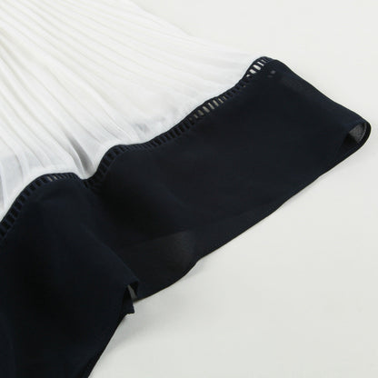 Girls White & Black Polyester Dress