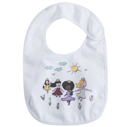 Baby Girls White Fancy Printed Bodysuit & Bib Gift Box Set