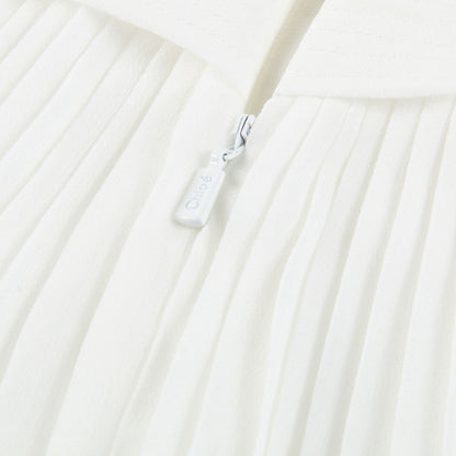 Girls White & Black Polyester Dress