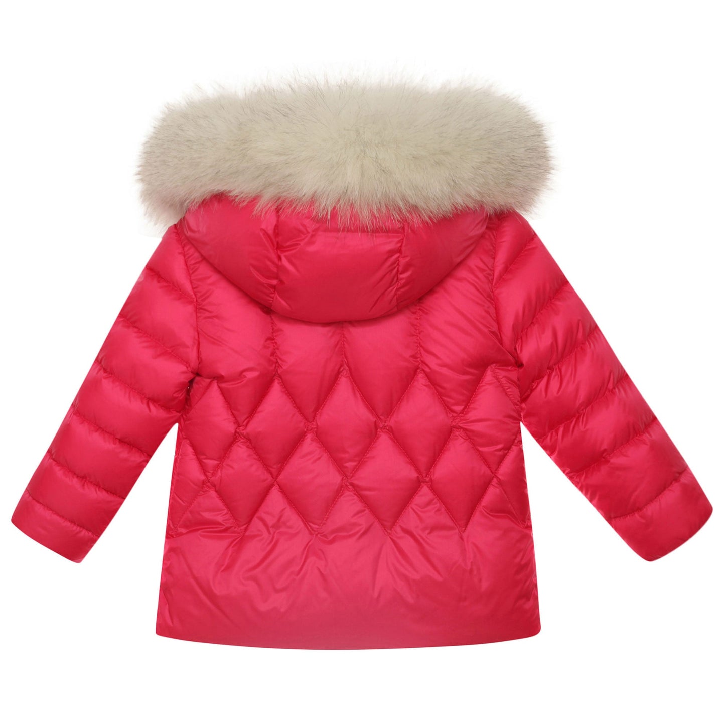 Baby Girls Fuchsia Fur Trims Hooded Padded Down 'Splendeur'Jacket