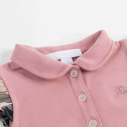Baby Girls Pink Polo Shirt With Check Ruffles
