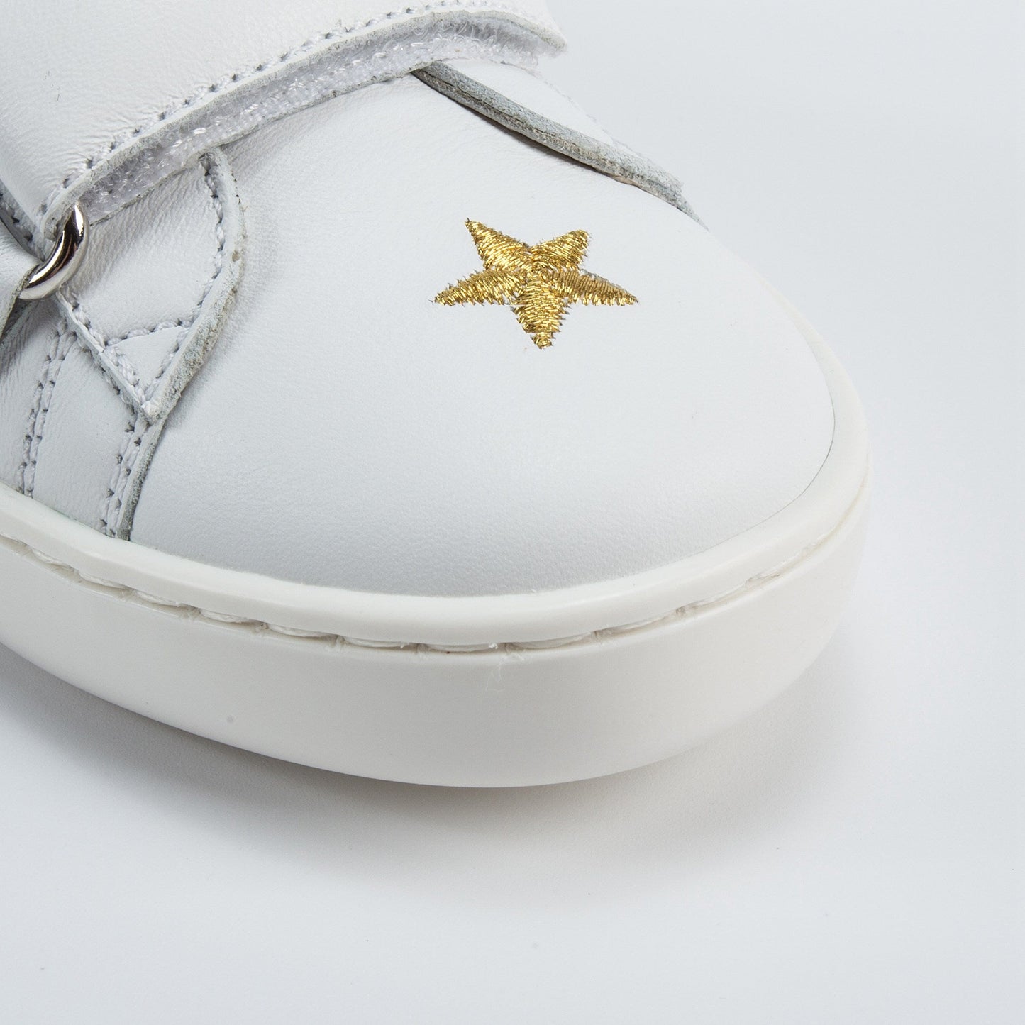 Girls & Boys White Velcro Leather Board Shoes