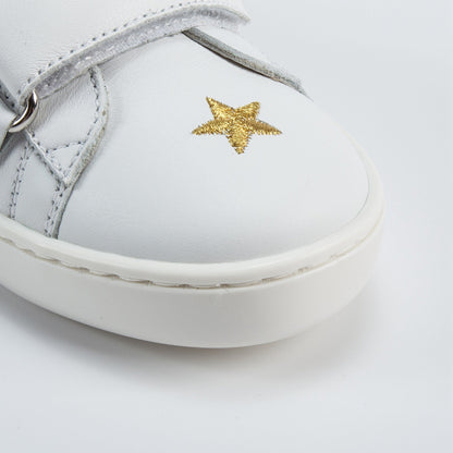 Girls & Boys White Velcro Leather Board Shoes