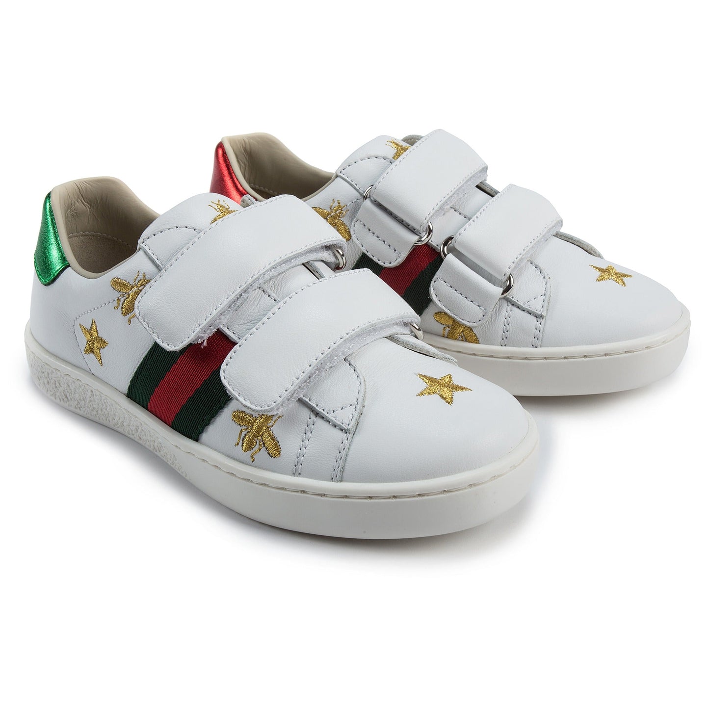 Girls & Boys White Velcro Leather Board Shoes
