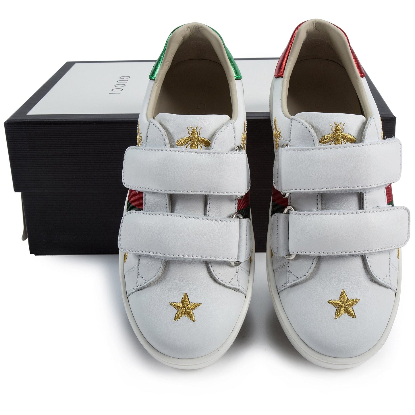 Girls & Boys White Velcro Leather Board Shoes