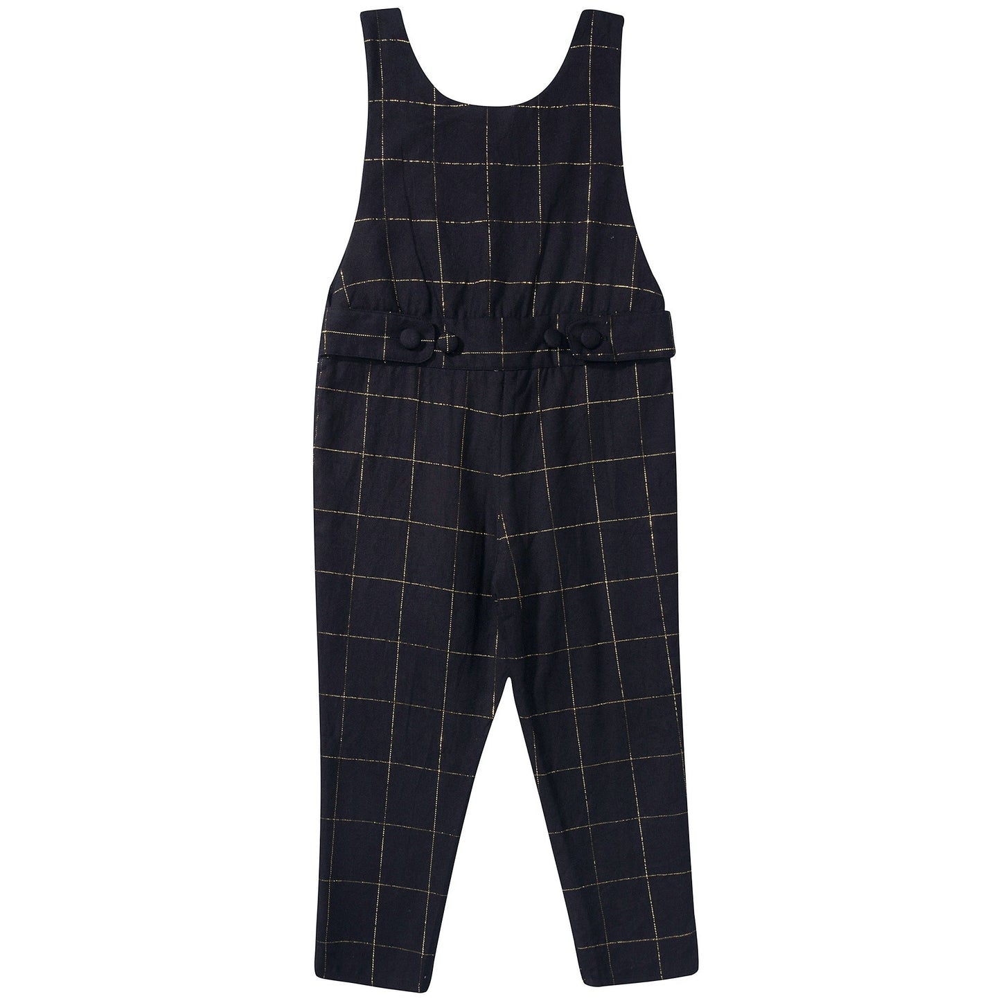 Girls Black Big check gold Overall Trousers