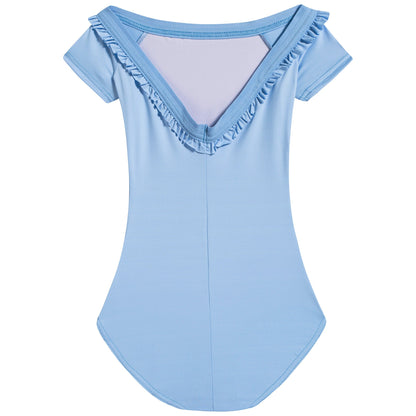 女童蓝色舞蹈练功服