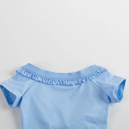 女童蓝色舞蹈练功服