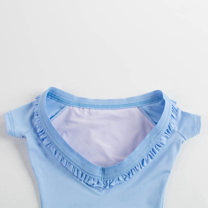 女童蓝色舞蹈练功服