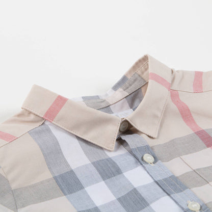 Baby  Boys  Beige  Check   Cotton   T-shirt