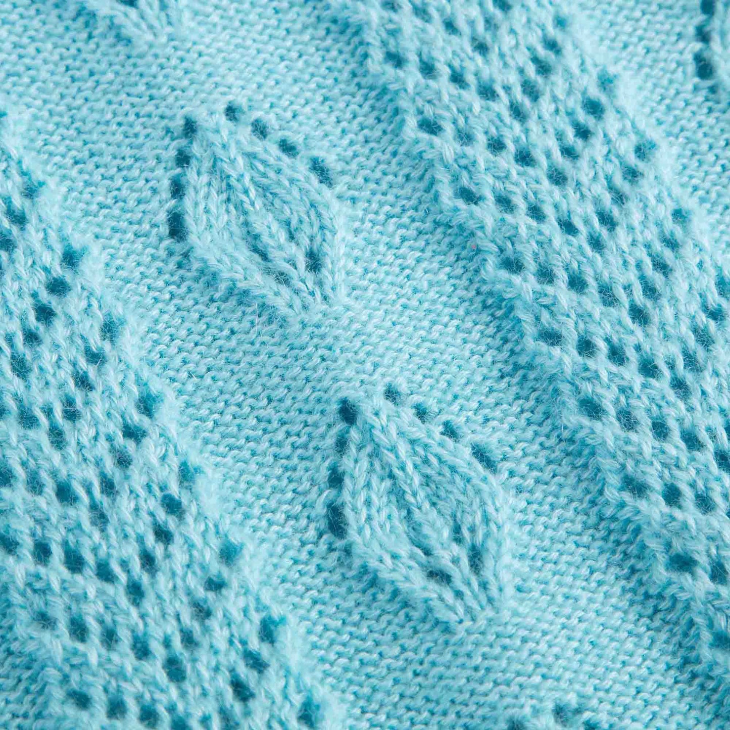 Girls Light Blue Knitted Hollow Short Sleeve Sweater