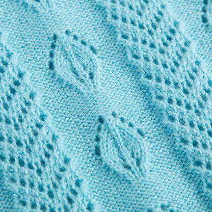 Girls Light Blue Knitted Hollow Short Sleeve Sweater