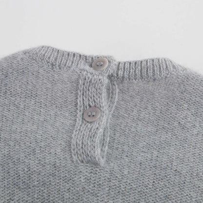 Baby Girls Grey With Pom-Pom Wool Dress