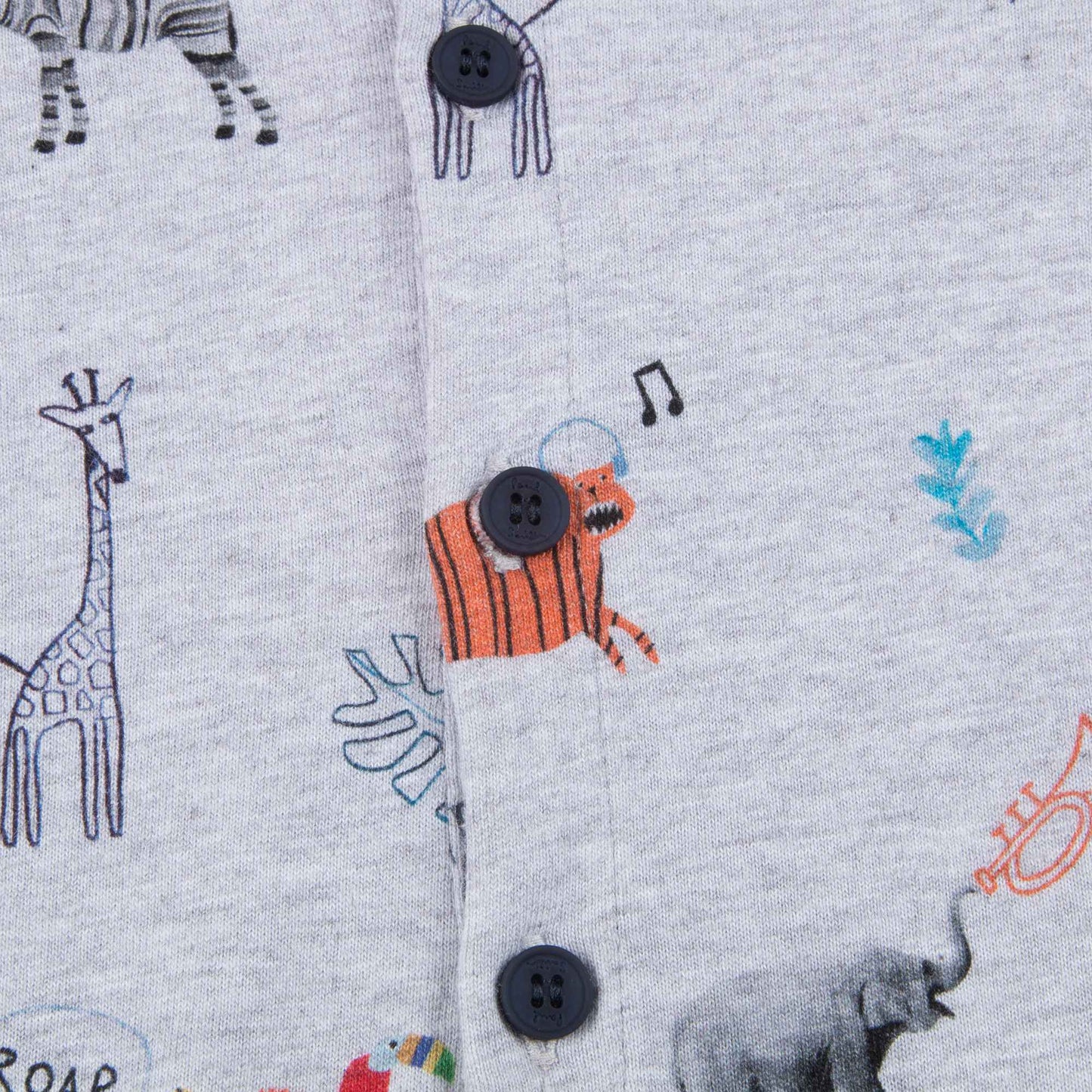 Baby Boys Light Marl Grey Printed Babysuit