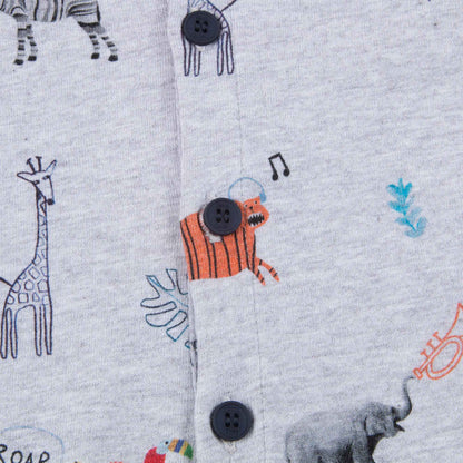 Baby Boys Light Marl Grey Printed Babysuit