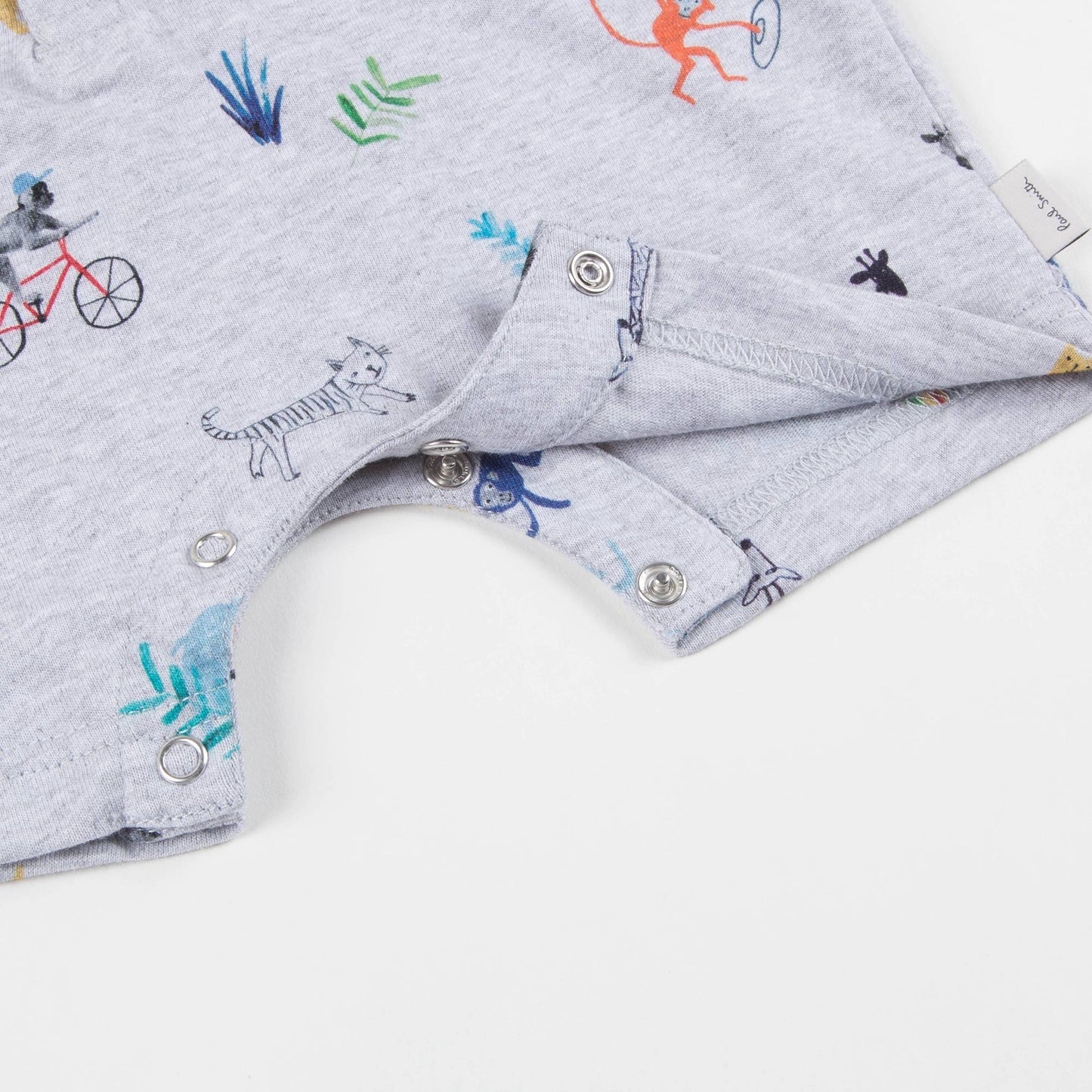 Baby Boys Light Marl Grey Printed Babysuit