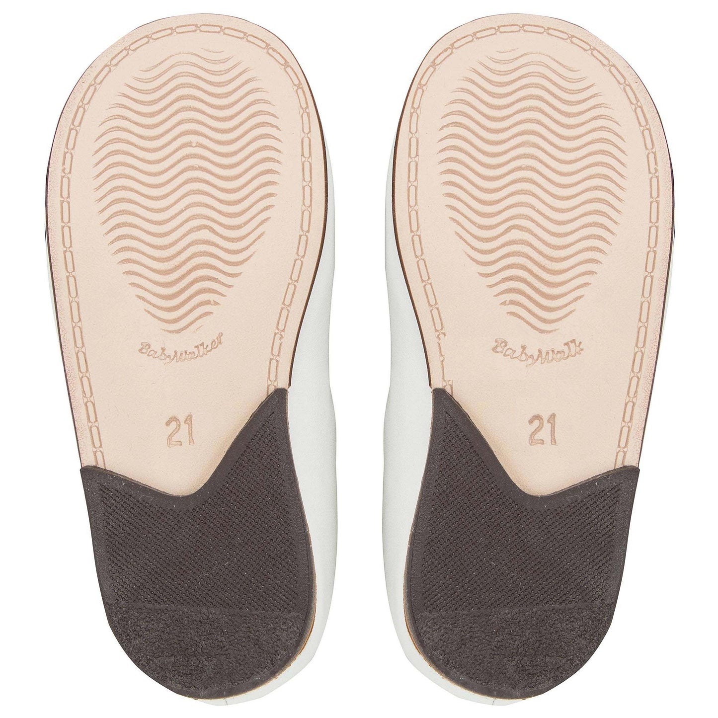Baby Girls Ivory Leather Shoes With White Diamond Trims