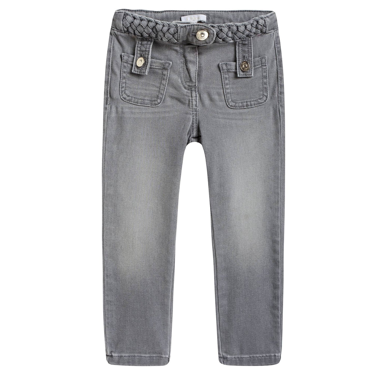 Girls Grey Braided Jeans