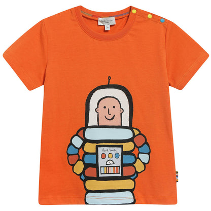 Baby Boys Orange "Robot“ Cotton T-shirt