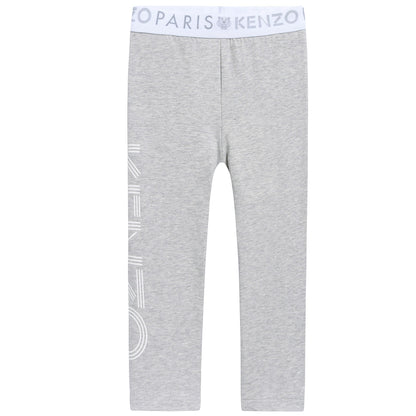 Girls Marl Grey Cotton Leggings