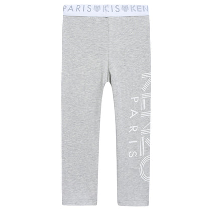 Girls Marl Grey Cotton Leggings