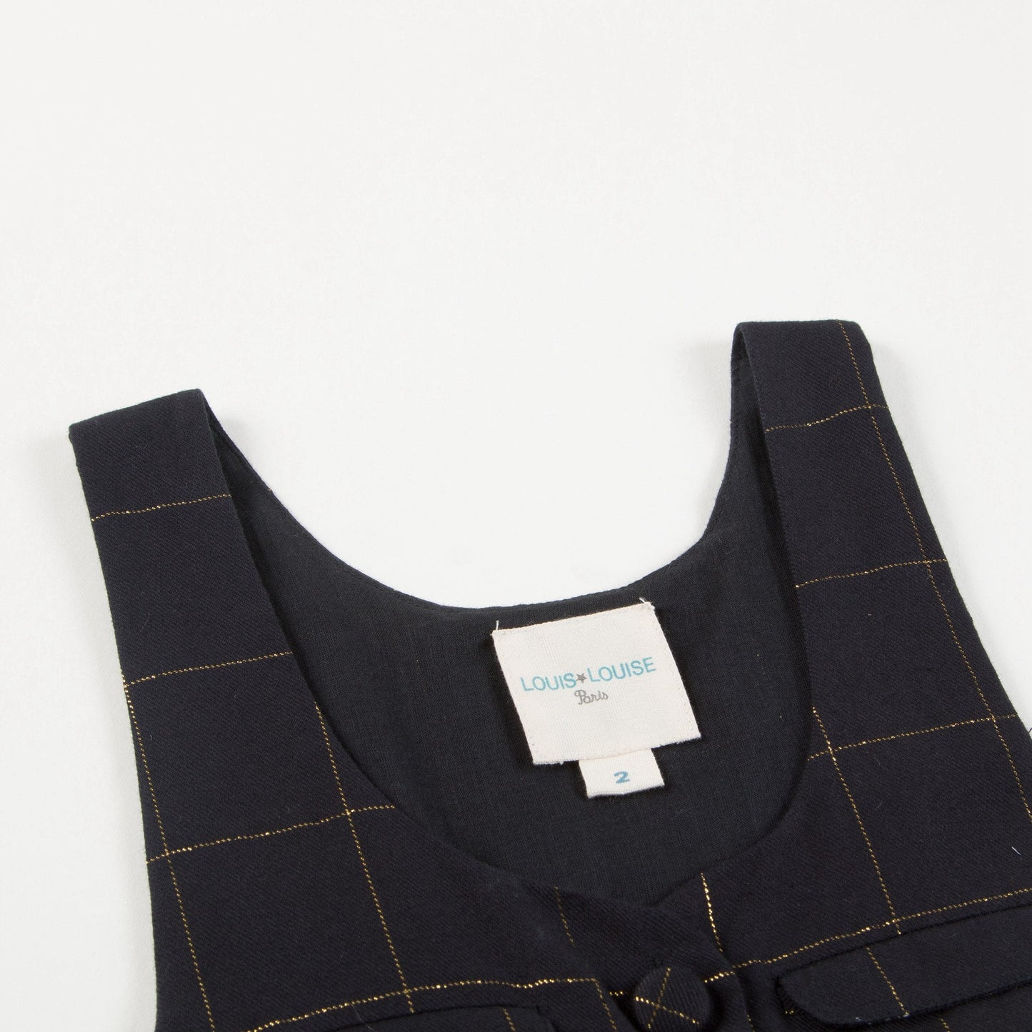 Girls Black Big check gold Overall Trousers