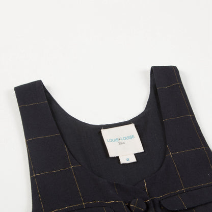 Girls Black Big check gold Overall Trousers