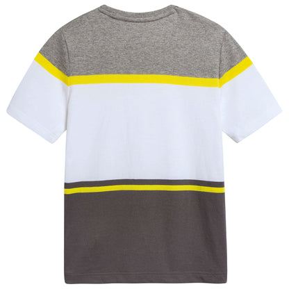 Boys White & Grey Cotton T-Shirt